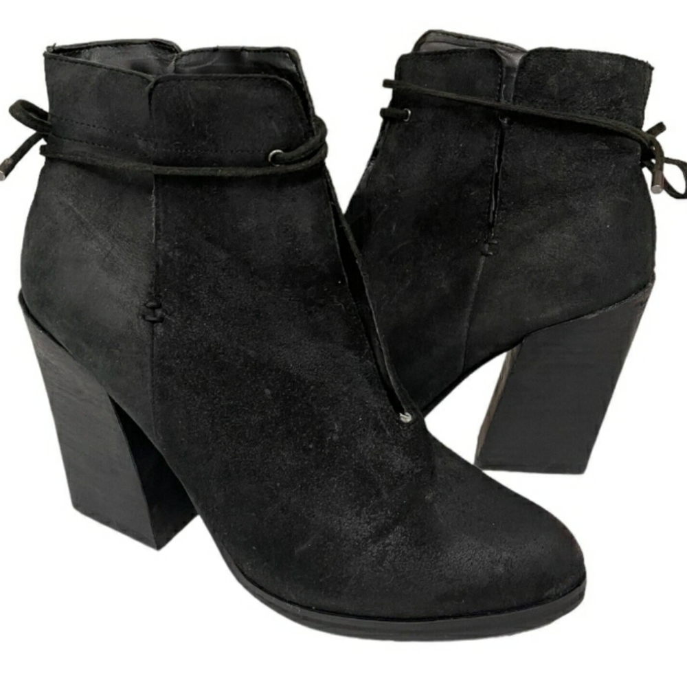 Very Volatile 8.5 black Suede / Leather single lace 4 inch heel ankle boots …